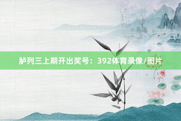 胪列三上期开出奖号:392体育录像/图片