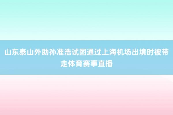 山东泰山外助孙准浩试图通过上海机场出境时被带走体育赛事直播