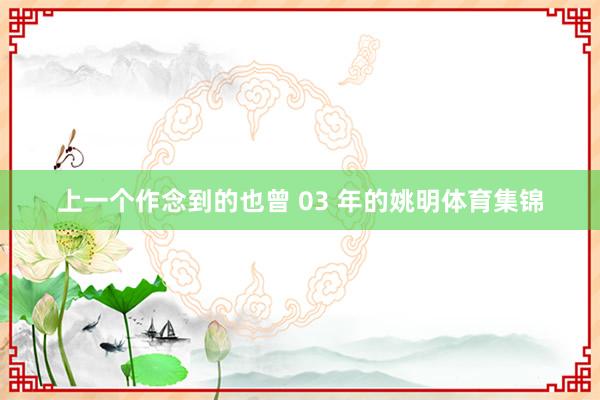 上一个作念到的也曾 03 年的姚明体育集锦